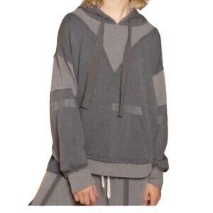 Pol Oversized Hoodie Gray Raw Hem Detail Size M Bohemian Casual Slouchy Fit